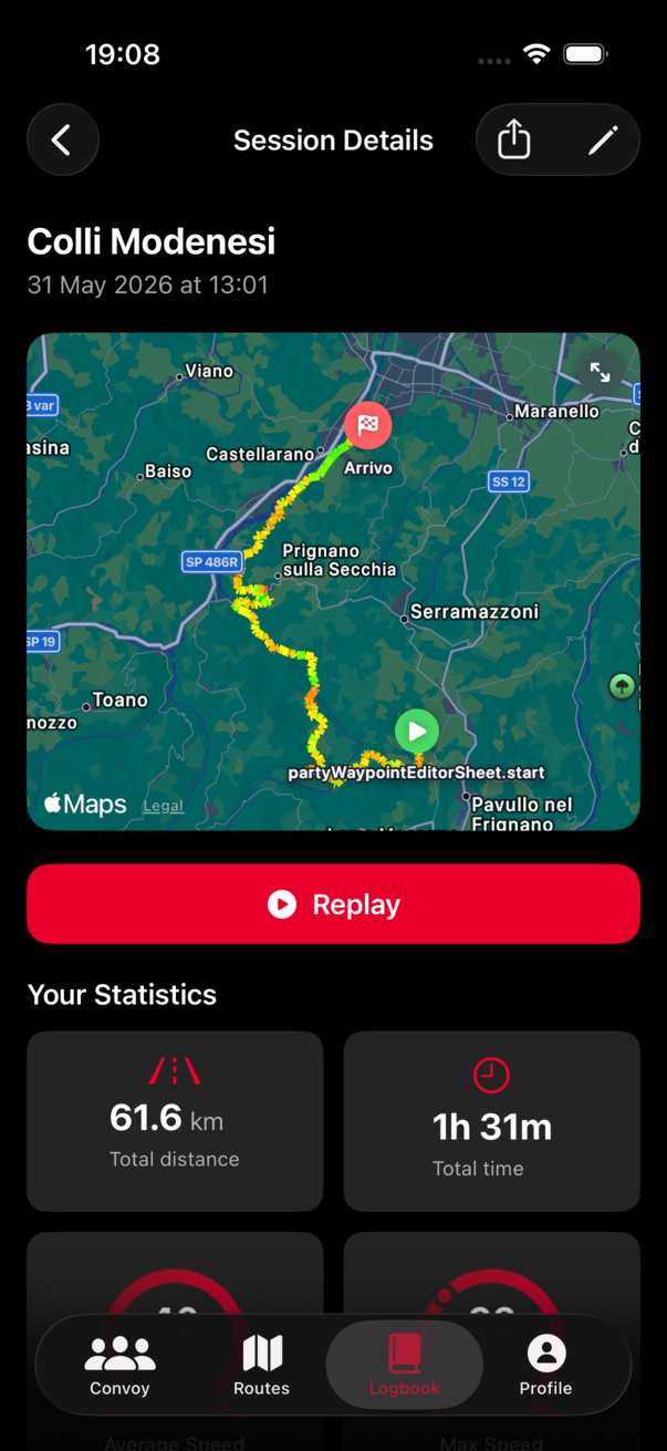 Konvyo session detail screen
