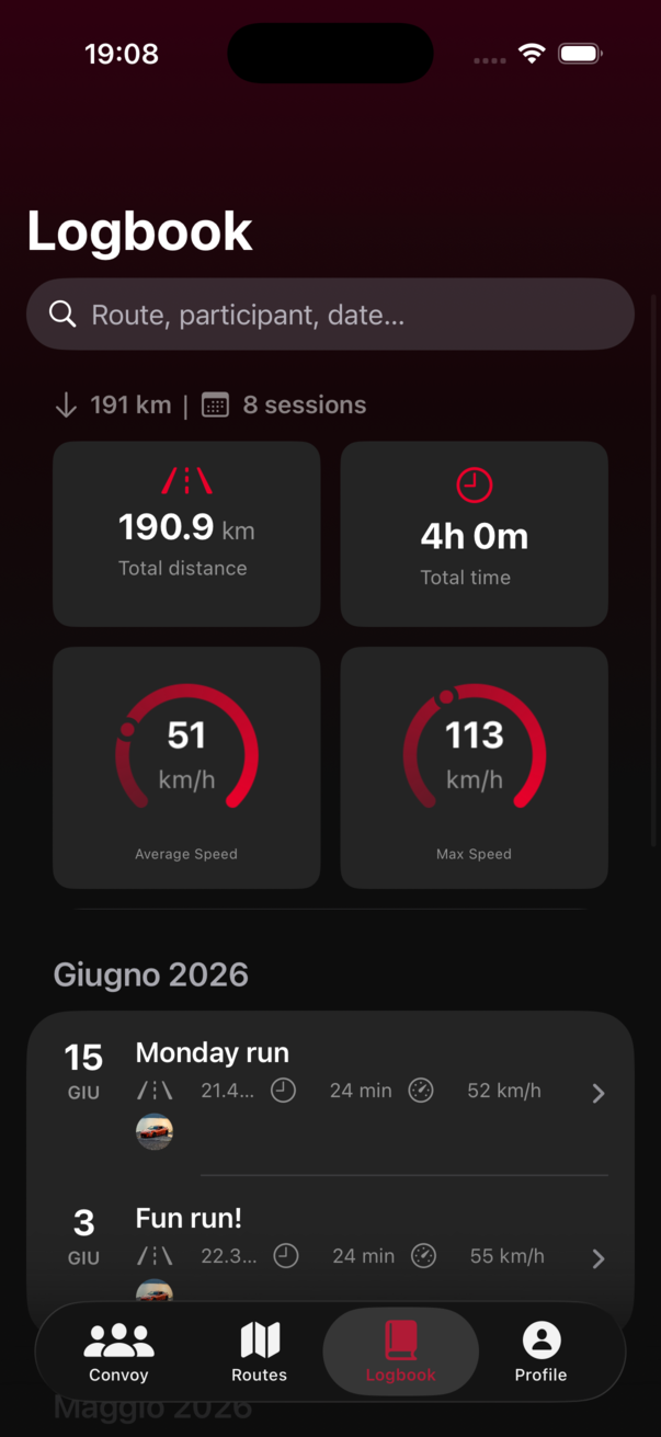 Konvyo logbook session recap list